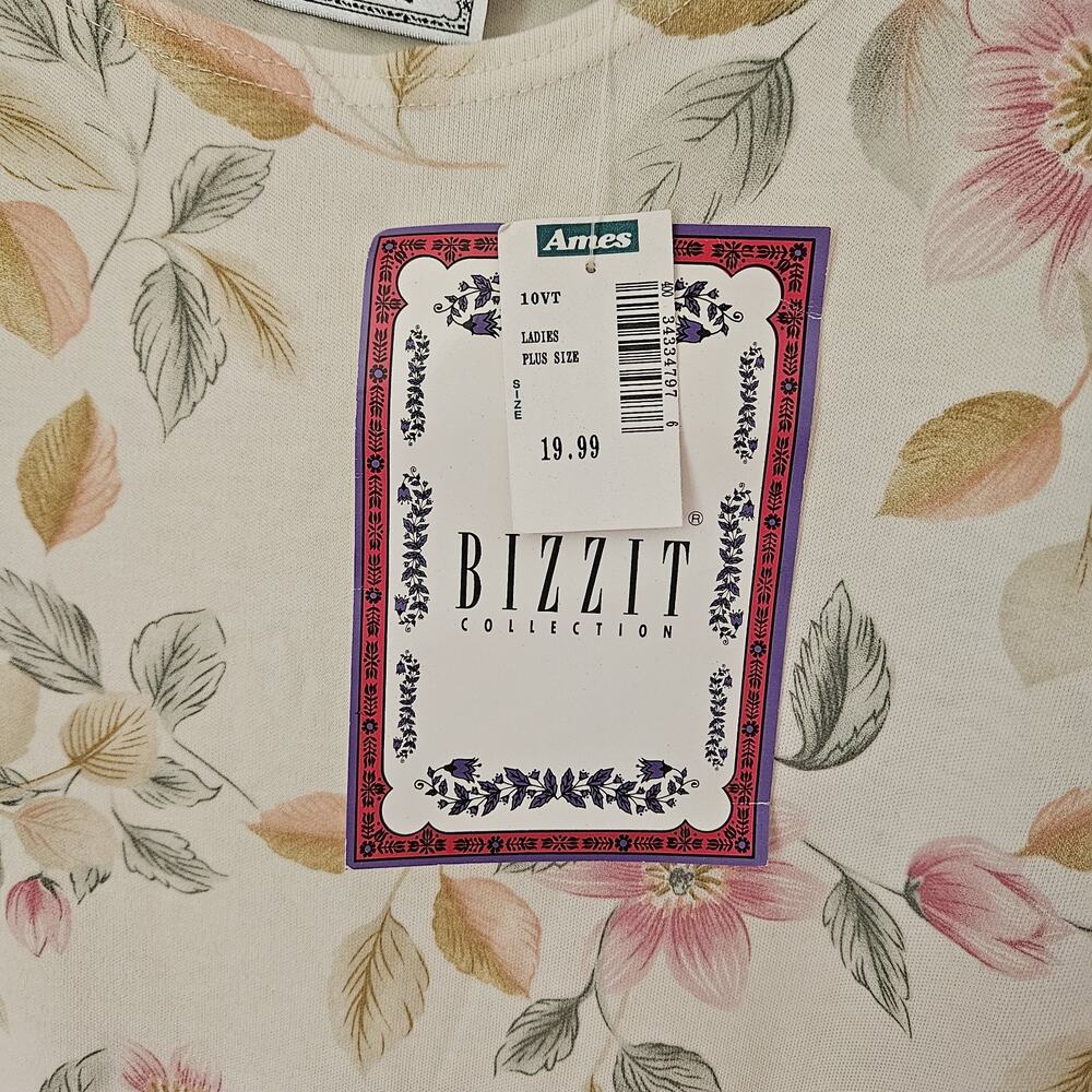 Vintage 90s Bizzit Collection Midi Dress Womens 2x Floral Cottage Prairie Pocket - Picture 7 of 15
